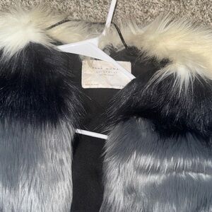 Zara Black and Gray Faux Fur Vest